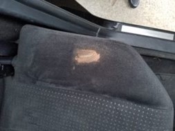 Remove chocolate from car seat step 1